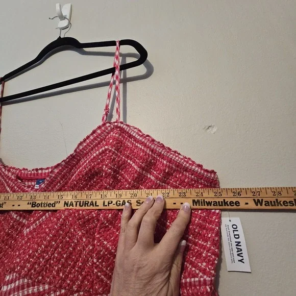 Old Navy NWT Red Gingham Sun Dress 4X Red White Smocked Cottagecore Boho Summer - Picture 7 of 13